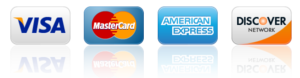 We accept visa, master card, discover and american express